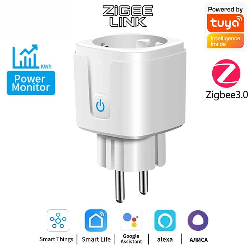 Tomada Inteligente Zigbee 3.0 WiFi - Controle de Voz e Monitoramento de Energia