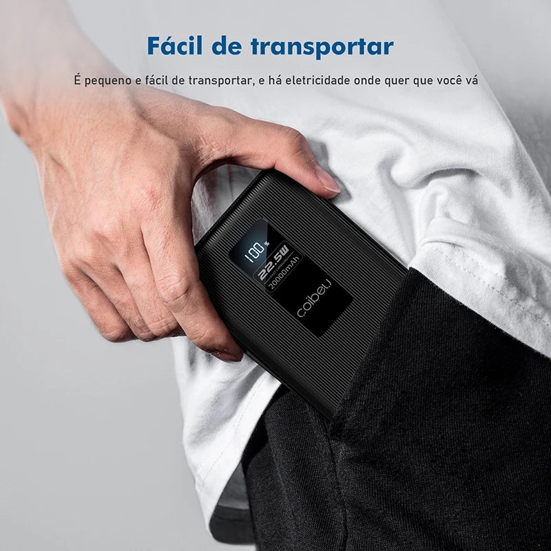 Power Bank Portátil 10000mAh e 20000mAh com Display Digital