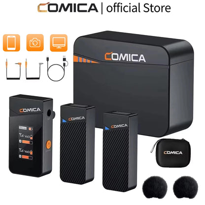 Microfone Lavalier Sem Fio COMICA Vimo C 2.4G com Estojo de Carregamento