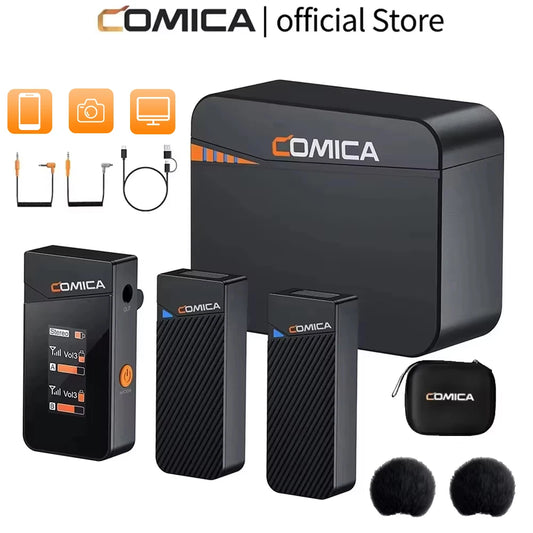 Microfone Lavalier Sem Fio COMICA Vimo C 2.4G com Estojo de Carregamento