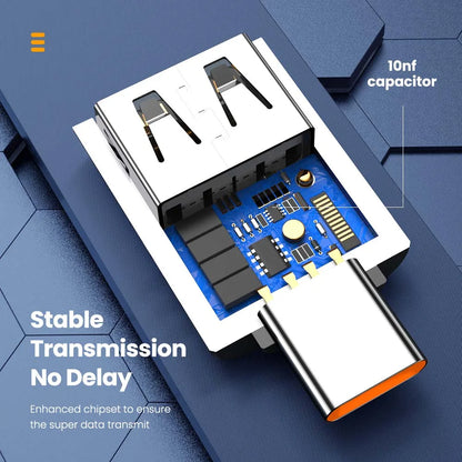Adaptador OTG USB 3.0 para Type C - Carregamento Rápido