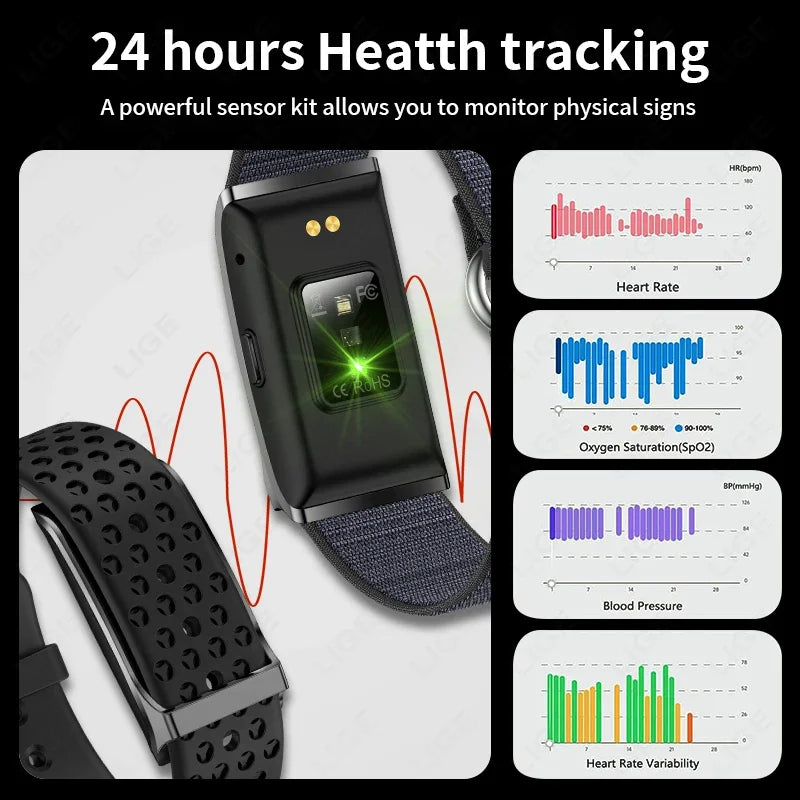 Relógio Inteligente Fitness para Homens e Mulheres - Monitor de Frequência Cardíaca e Pressão Arterial