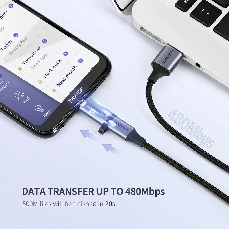 Adaptador UGREEN USB Type-C para Micro USB - Conector Fêmea para Macho