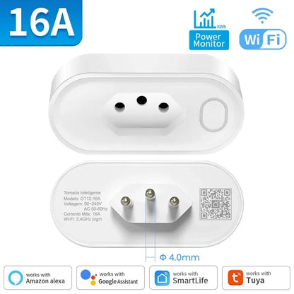 Adaptador TNCE Tuya Brasil 16/20A - Tomada Inteligente com Monitoramento de Energia