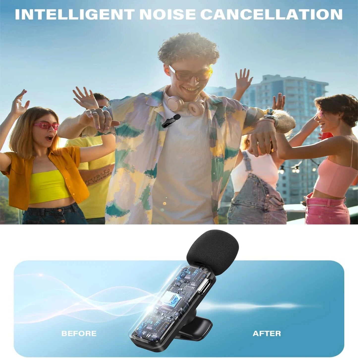 Microfone Lavalier Sem Fio com Bateria Recarregável de 80mAh - Ideal para Streaming, Vlogs e Gravações de Voz