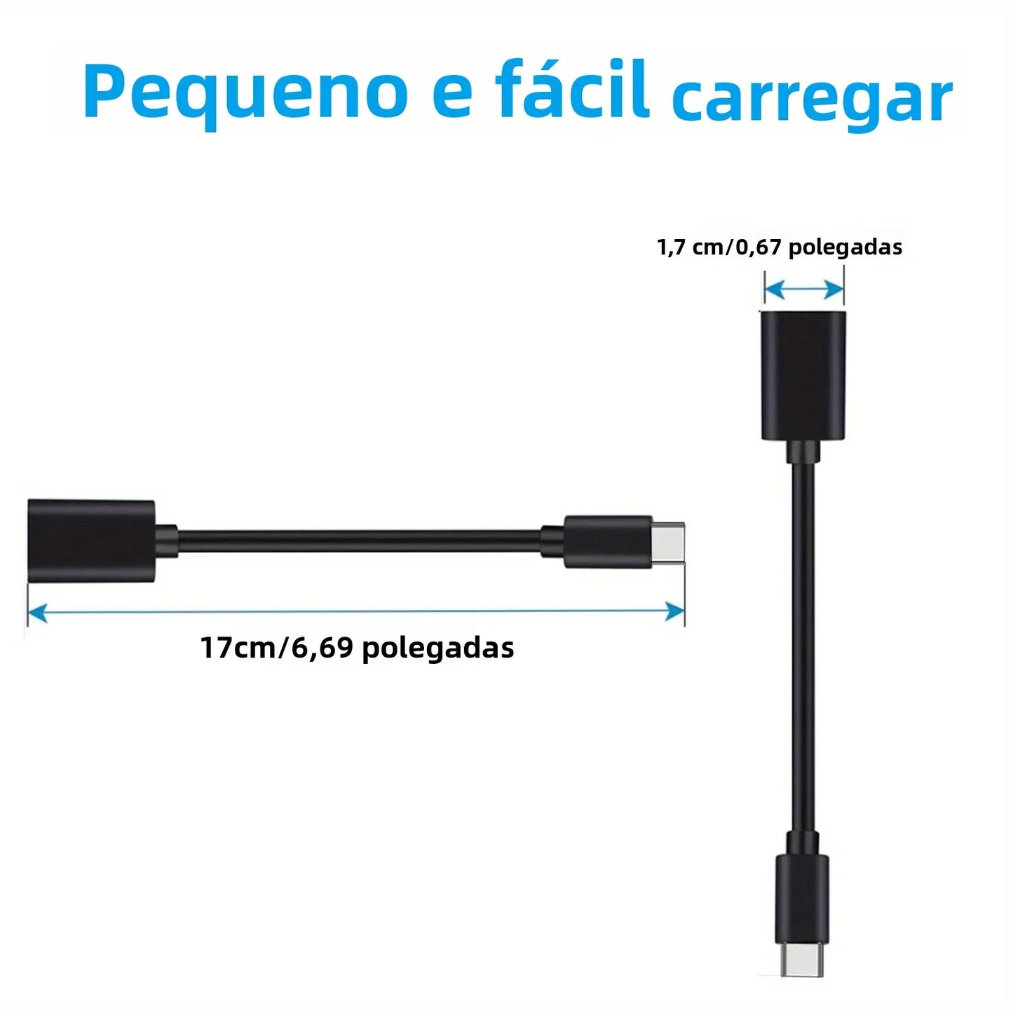 Adaptador USB C OTG - Converta Type C Masculino para USB 3.0 Feminino