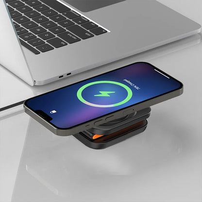 Estação de Carregamento 3 em 1 Dobrável com Carregador Sem Fio Magnético Rápido para iPhone, Apple Watch e AirPods