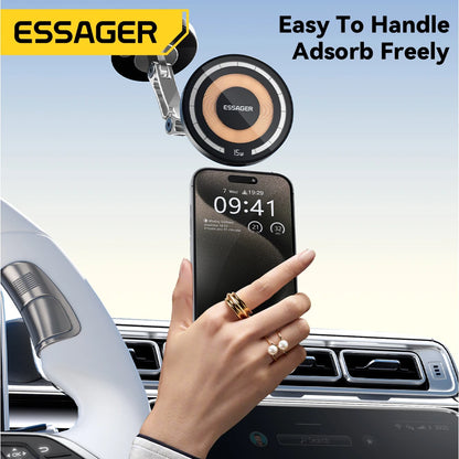 Suporte Veicular Magnético para Carregador Sem Fio Essager 15W - Praticidade e Estilo para Seu iPhone