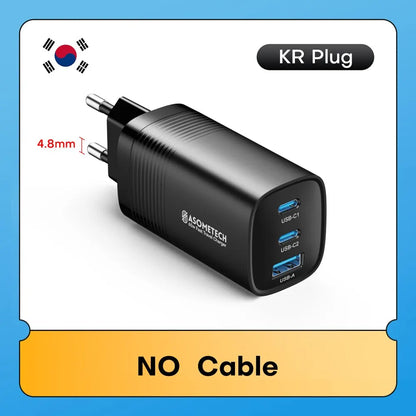 Carregador ASOMETECH GaN USB Type C 65W - Potência e Versatilidade para Seus Dispositivos