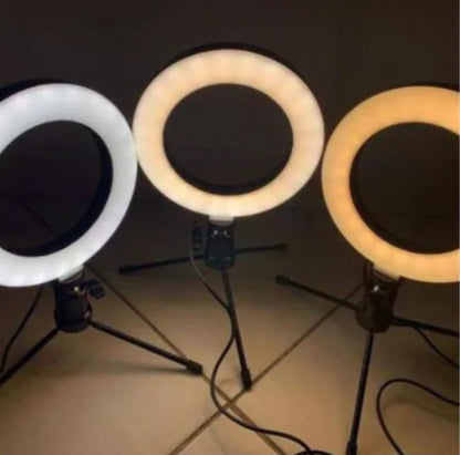 Tripé de Mesa com Ring Light para Selfies, Youtubers e Maquiagem