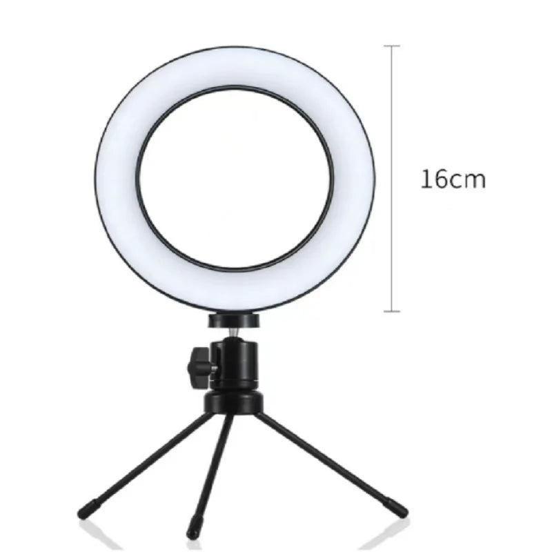 Tripé de Mesa com Ring Light para Selfies, Youtubers e Maquiagem