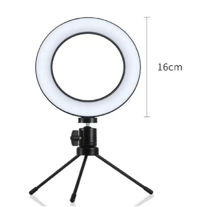 Tripé de Mesa com Ring Light para Selfies, Youtubers e Maquiagem